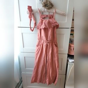 Peach set jumpsuit 😍+ headband by Rachel Zoe  size 4-5  😍 perfect for summer